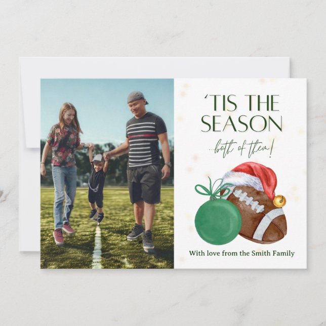 Carte de Noël Football Saison Aquarelle [vert] (Devant)