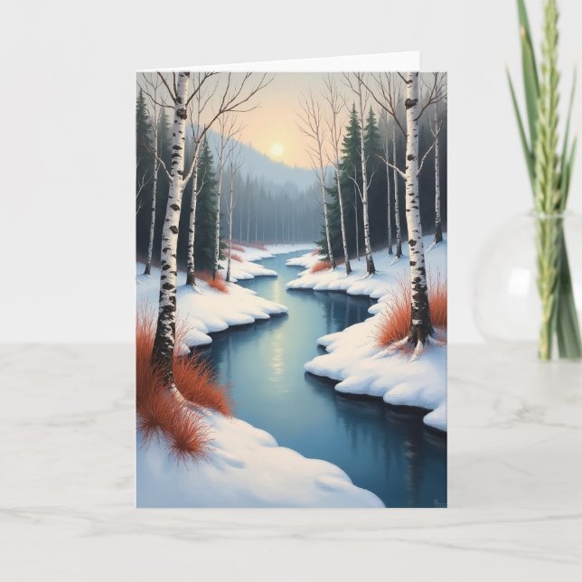 Carte de Noël Forestière d'Hiver (Devant)