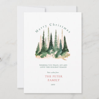 Carte de Noël forêt aquarelle Joyeux Noël