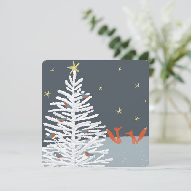 Carte de Noël Fox et robin (Debout devant)