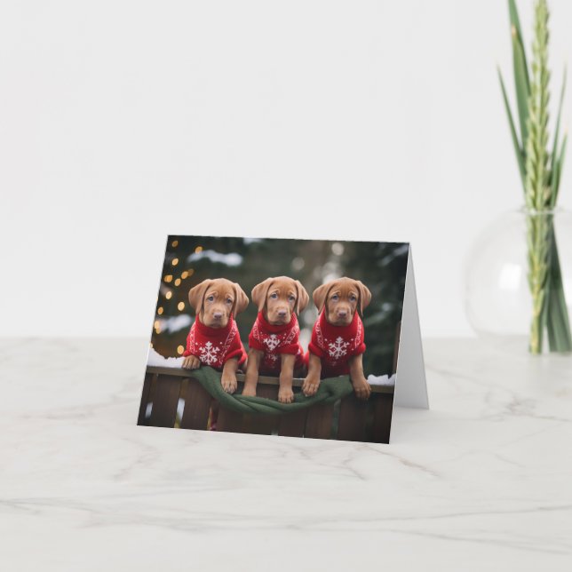 Carte de Noël Fox Red Labrador Puppies (Devant)