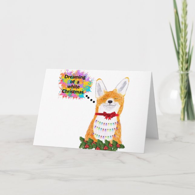 Carte de Noël Fox rêve d'un Noël blanc (Devant)