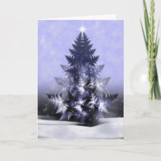 Carte de Noël Fractée de l'arbre de Yule Bleu