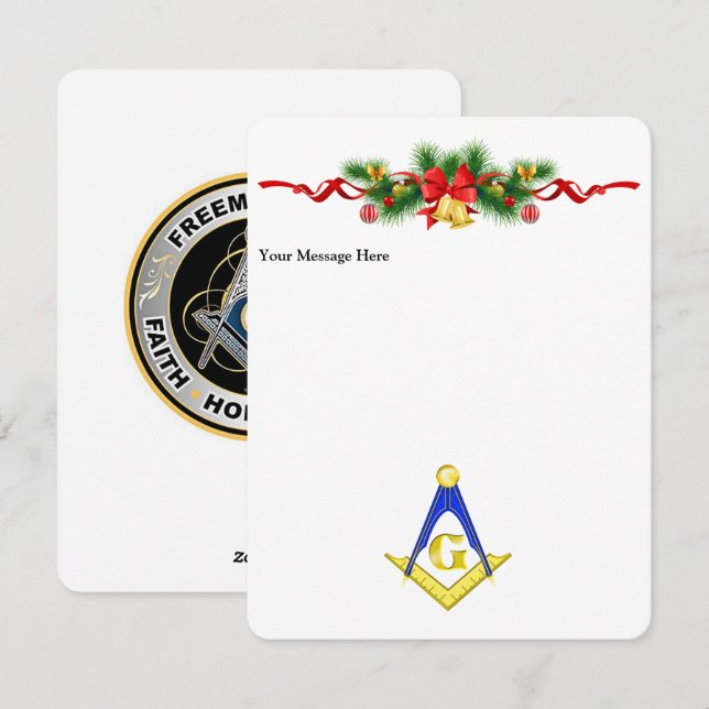 Carte de Noël Freemason personnalisée (Devant / Derrière)