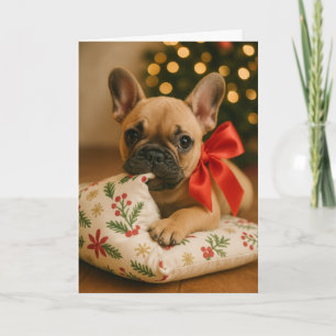 Carte de Noël Frenchie – Chien sur Coussin