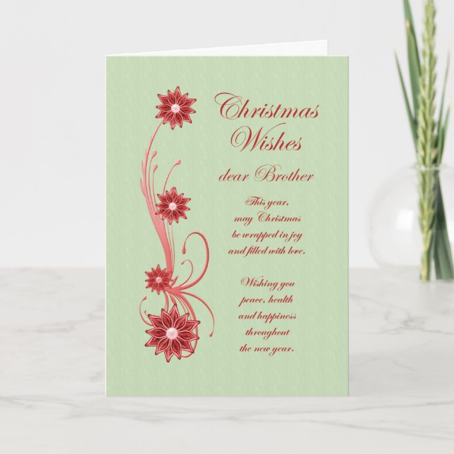 Carte de Noël Frère Noël Fleurs et Rouleaux (Devant)