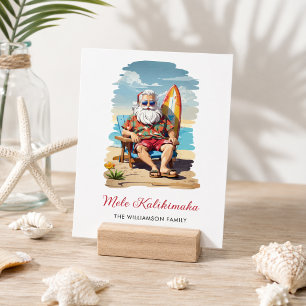 Carte de Noël Fun Mele Kalikimaka Santa Surfboard