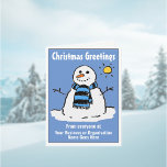 Carte de Noël Fun Snowman Company avec code QR<br><div class="desc">Carte de Noël de l'entreprise. Carte de Noël d'affaires avec code QR à l'intérieur. Salutations de Noël d'une entreprise. Joyeux Noël aux clients. Un bonhomme de neige amusant de style dessin animé sur une carte de voeux de Noël. Personnalisez avec votre salutation, nom commercial et message, etc. Carte de taille...</div>