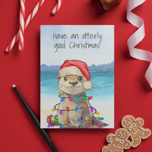 Carte de Noël Funny Cute Otter (Créateur téléchargé)