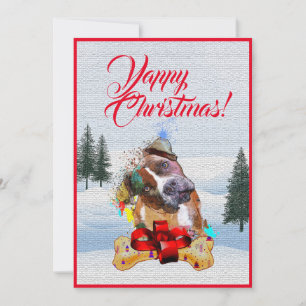 Carte de Noël Funny Pittie Dog personnalisable