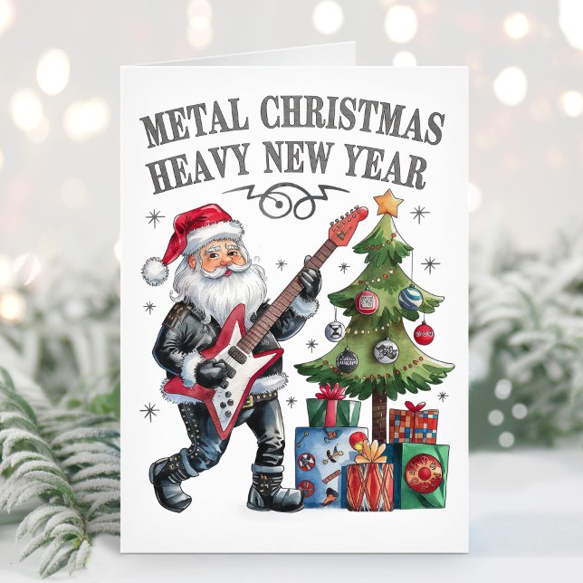 Carte de Noël Funny Santa Heavy Metal (Créateur téléchargé)