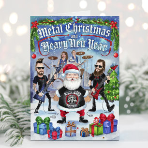 Carte de Noël Funny Santa Heavy Metal