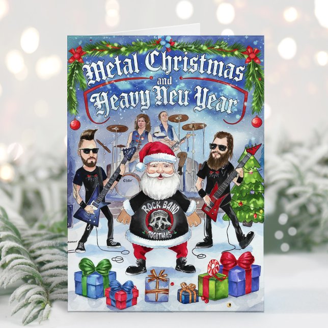 Carte de Noël Funny Santa Heavy Metal (Créateur téléchargé)