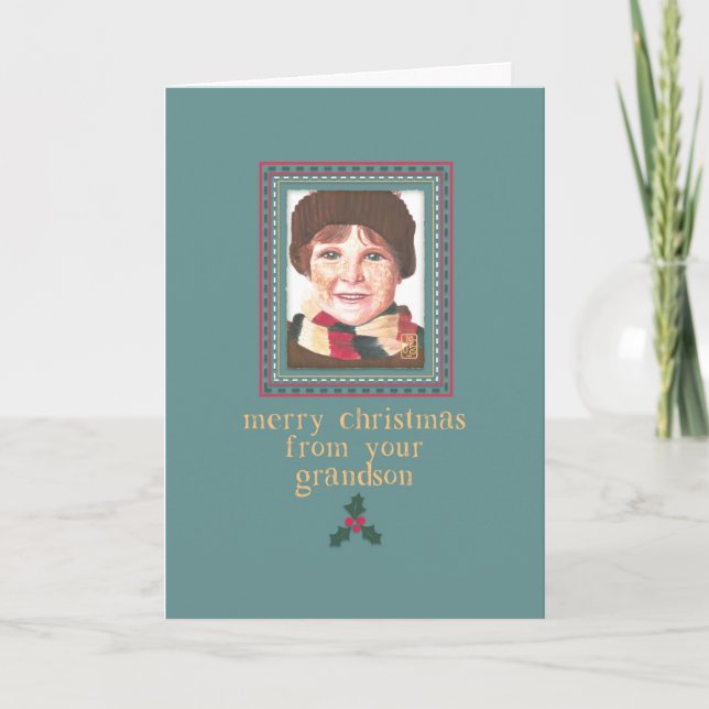 Carte de Noël Garçon à grand-père (Devant)