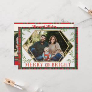 Carte de Noël géométrique à carreaux Merry And Bri
