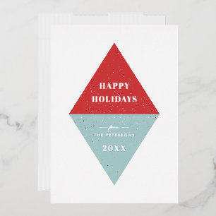 Carte de Noël géométrique à motif alu - Rouge