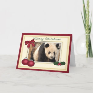 Carte de Noël Giant Panda Bear & Baby Panda