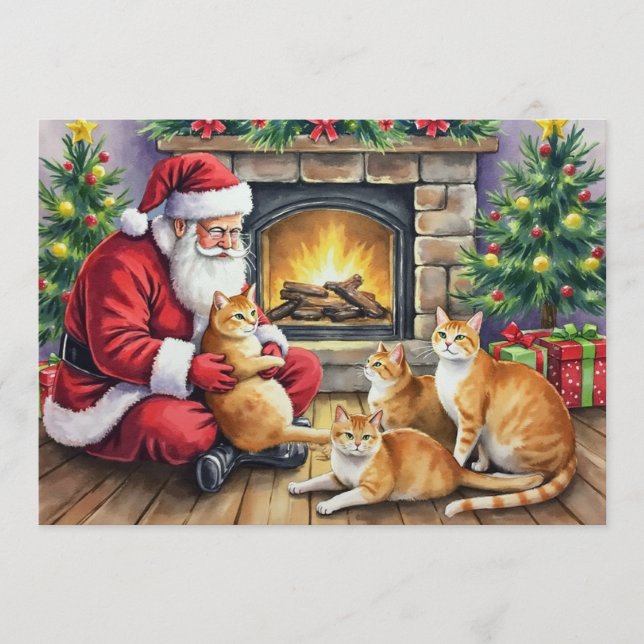 Carte de Noël Ginger Colour Cats (Devant)