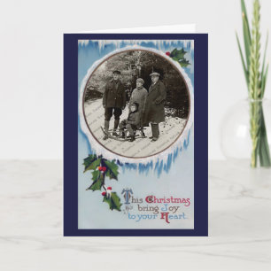 Carte de Noël givrée vintage d'hiver