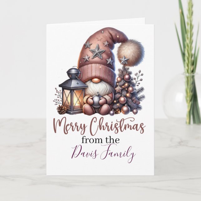 Carte de Noël gnome joyeux (Devant)
