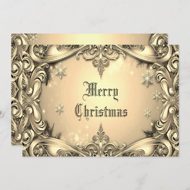 Carte de Noël Gold Décor (Devant / Derrière)