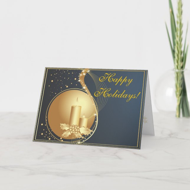 Carte de Noël Gold et Blue Corporate (Devant)