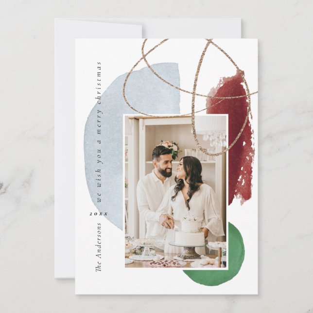 Carte de Noël Gold Modern Geographic (Devant)