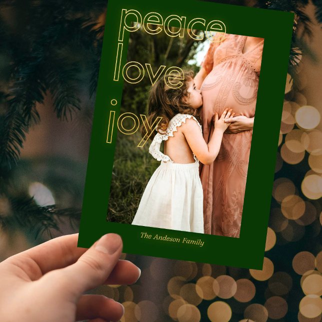 Carte de Noël Gold Peace Love Joy (Créateur téléchargé)