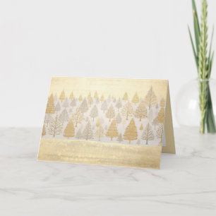 Carte de Noël Gold Silver Pine Trees