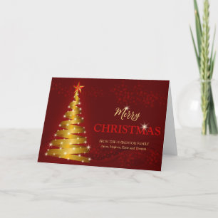 Carte de Noël Gold Sparkle Ribbon Tree