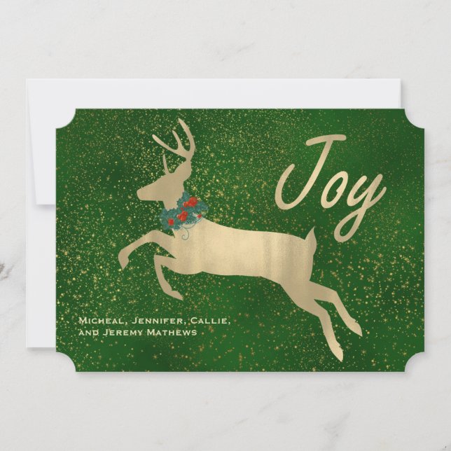 Carte de Noël Golden Deer Joy (Devant)
