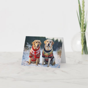 Carte de Noël Golden Labrador Dogs