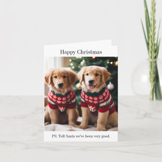 Carte de Noël Golden Retriever Puppies (Devant)