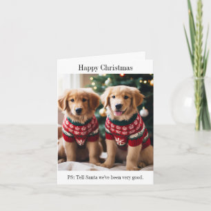 Carte de Noël Golden Retriever Puppies