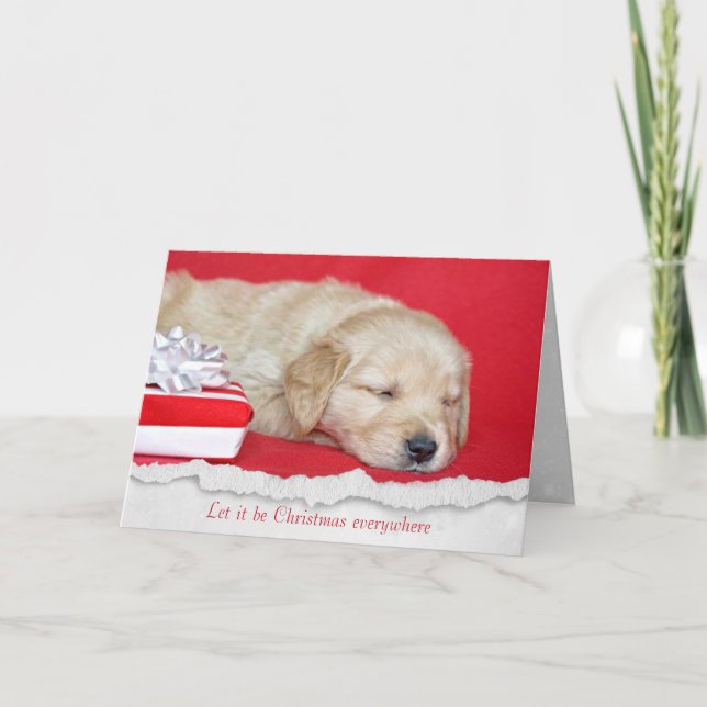 Carte de Noël Golden Retriever Puppy Holiday (Devant)