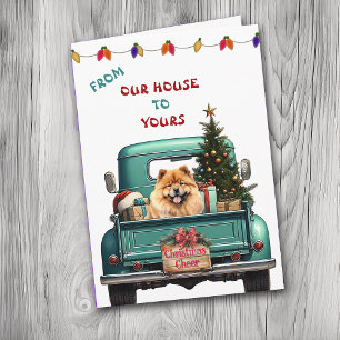 Carte de Noël Golden Retriever Retro Farm Truck