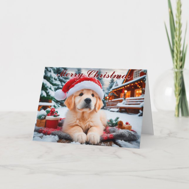 Carte de Noël Golden Retriever Snow Puppet (Devant)
