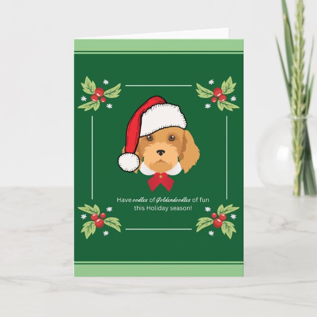 Carte de Noël Goldendoodle 5"x7" (Devant)
