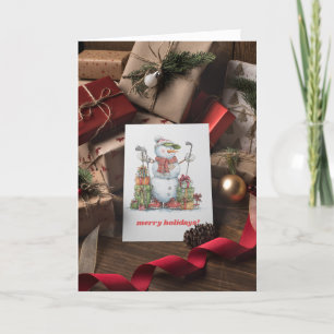 Carte de Noël Golfer souriante