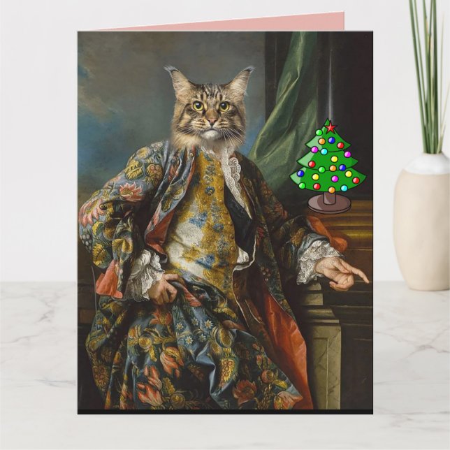 CARTE DE NOËL GRANDE HOMME RENAISSANCE CHAT (Devant)