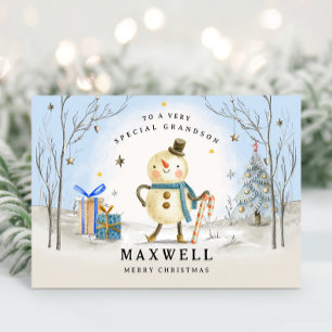 Carte de Noël Grandson, Carte de vacances bleue