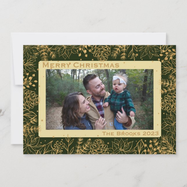 Carte de Noël Green et Gold Foliing (Devant)