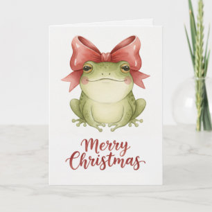 Carte de Noël Grenouille avec Nœud Festif