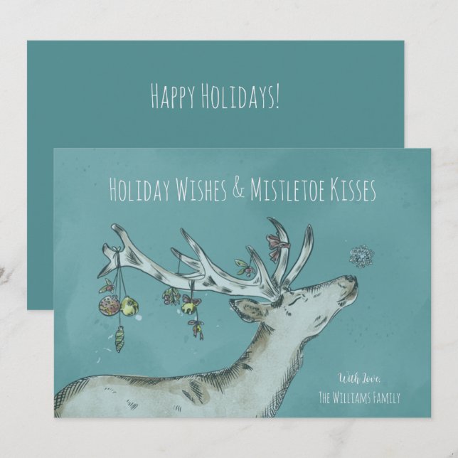 Carte de Noël Gui de Cerf (Devant / Derrière)