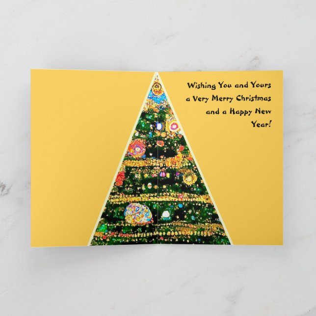 Carte de Noël Gustav Klimt style lumières d'arbre (Intérieur)