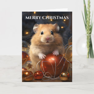 Carte de Noël Hamster & Christmas Bauble