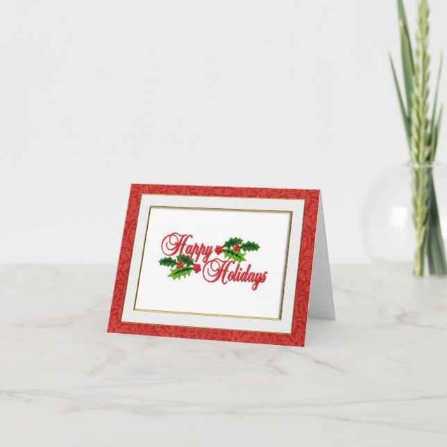 Carte de Noël "Happy Holidays" avec broderie appar (Devant)