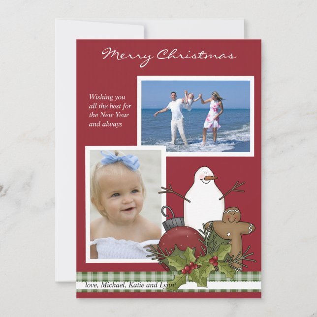 Carte de Noël Happy Snowman 2 Photo (Devant)