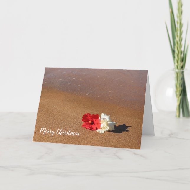 Carte de Noël Hawaïenne à l'Hibiscus de Plage (Devant)