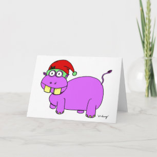 Carte de Noël Hippo de Noël